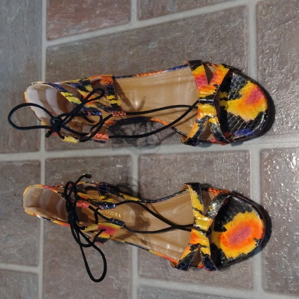 aquazzura Beverly hills python flat sandals size 37 US 6.5